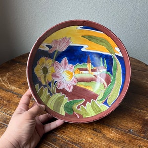 Cuenco con motivos florales y paisajísticos orientales, pintado a mano y hecho en China