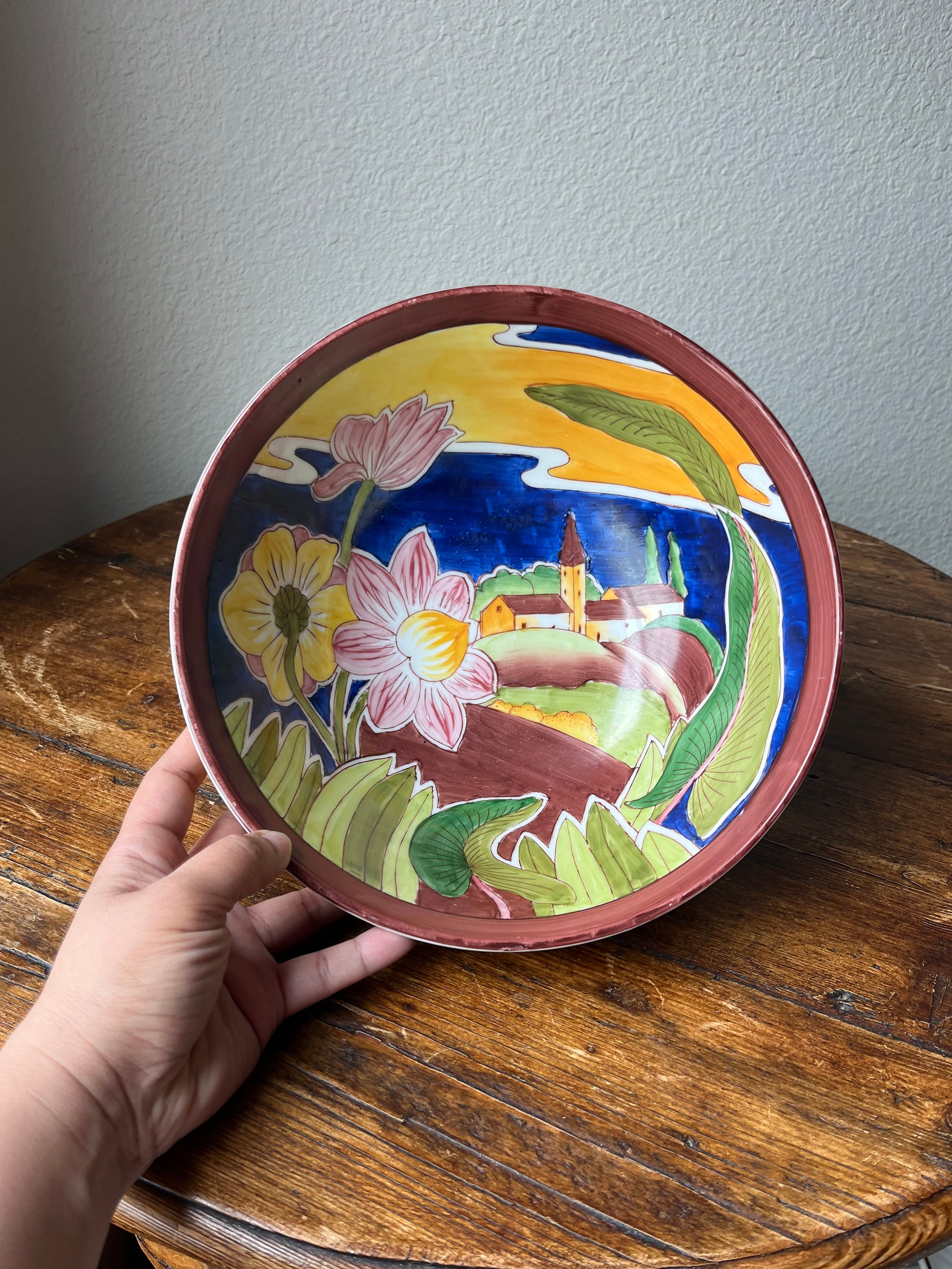 中国製手描き東洋の花と風景をモチーフにしたボウル - Etsy 日本