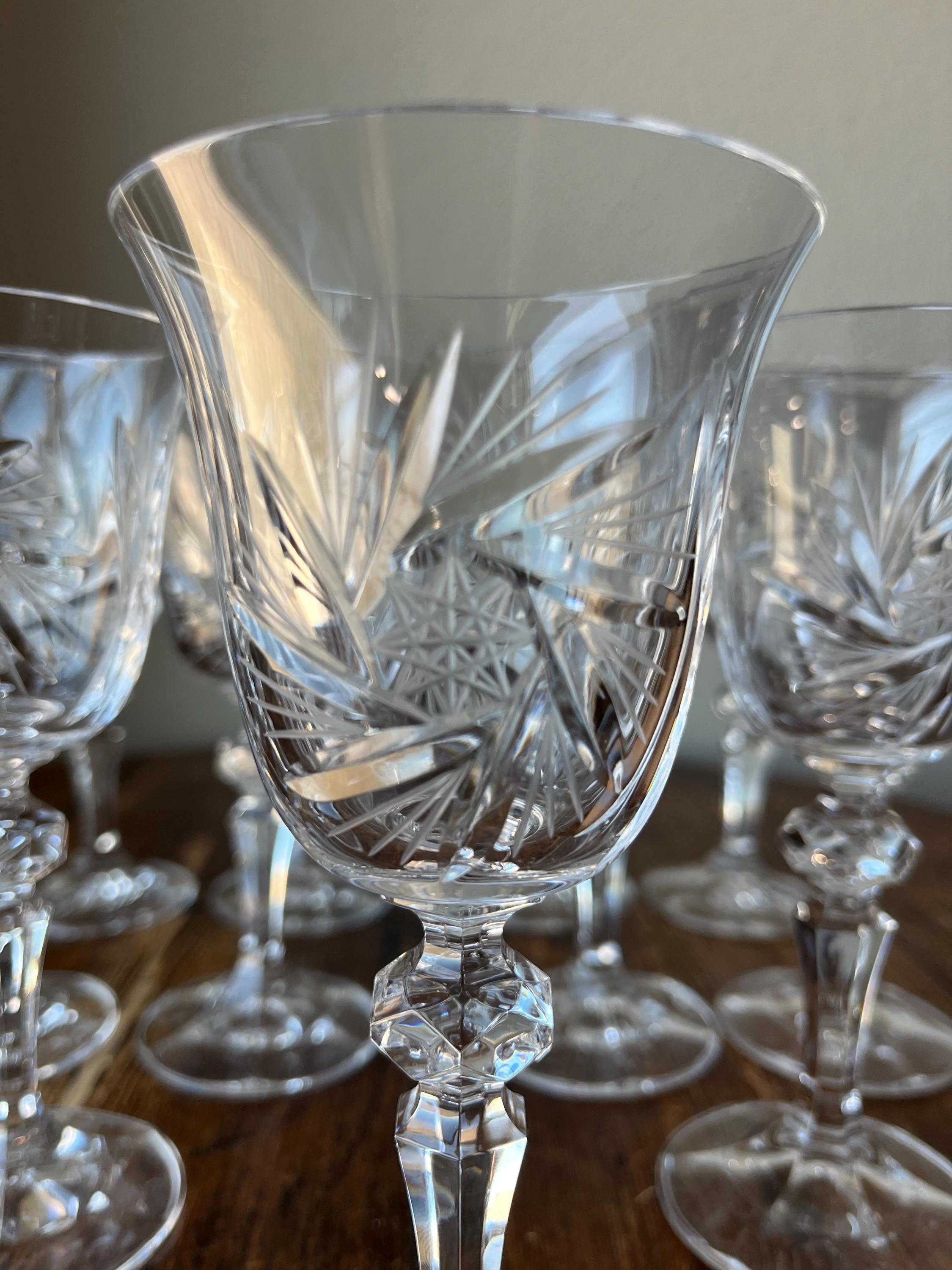 11個セット - ボヘミアクリスタル-クリスタレックス風車模様の赤ワイン