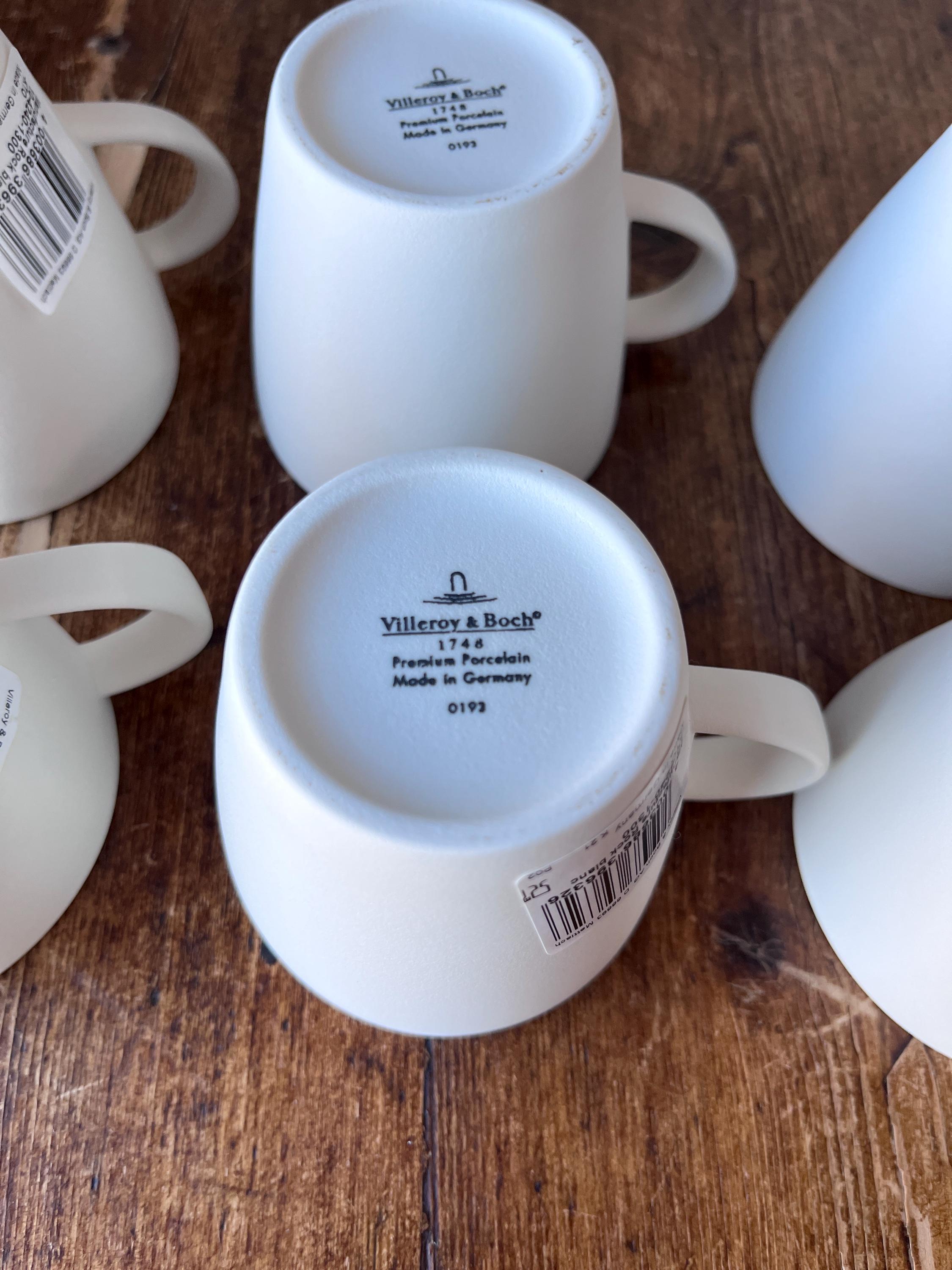 Set of 6 - Villeroy and Boch Manufacture Rock Blanc Coffee Cup 7.5