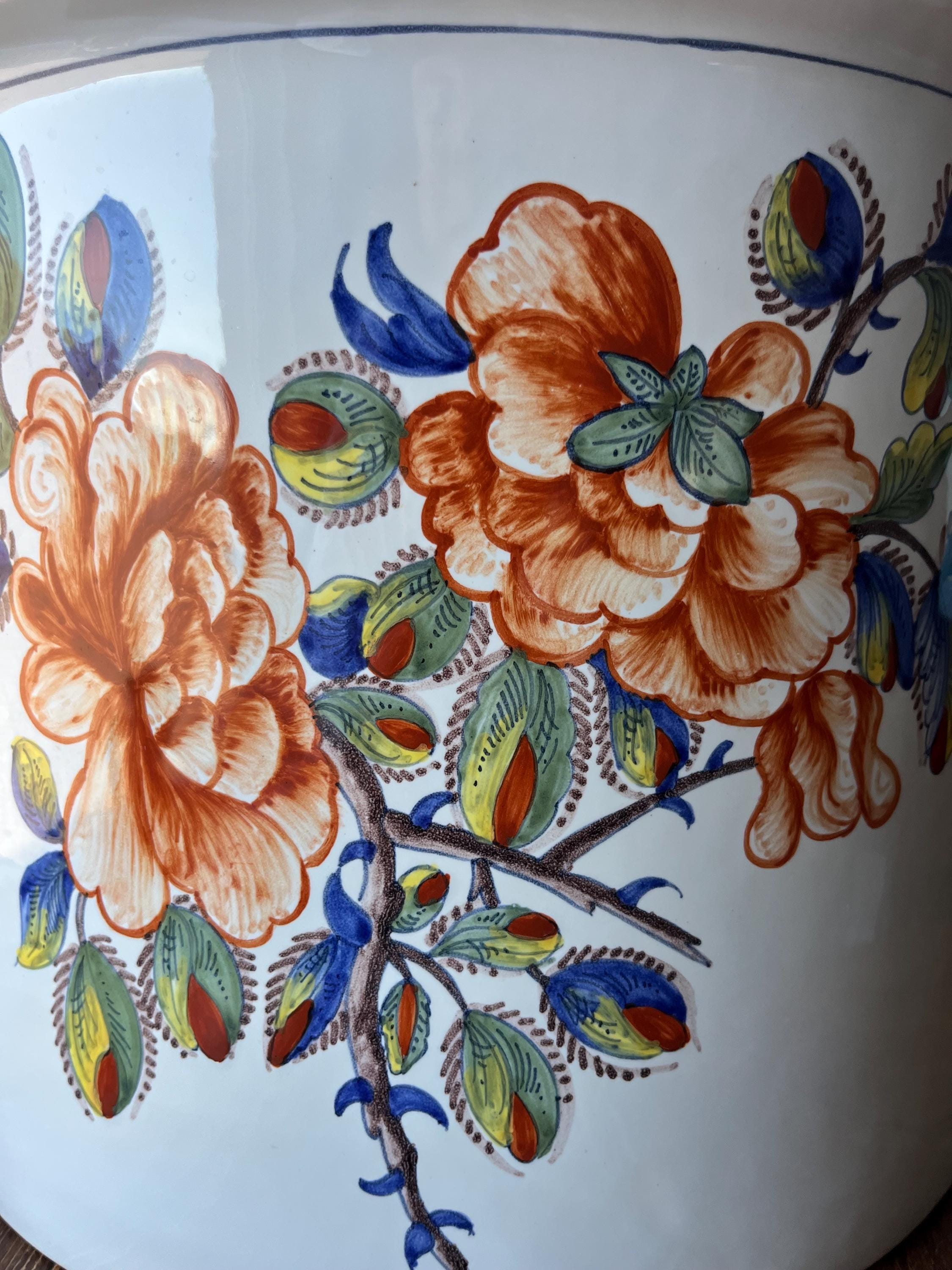 Tiffany and Co, Hand Painted Faience Planter Jardiniere Made in