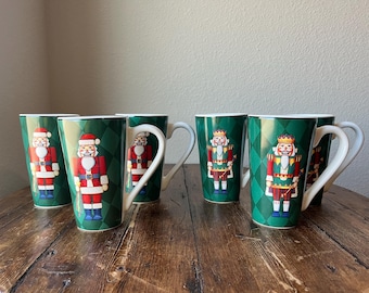 Set of 6 Holiday Traditions by Jenny and Jeff Design for JC Penney Christmas Nutcracker Design Tall Latte Mugs