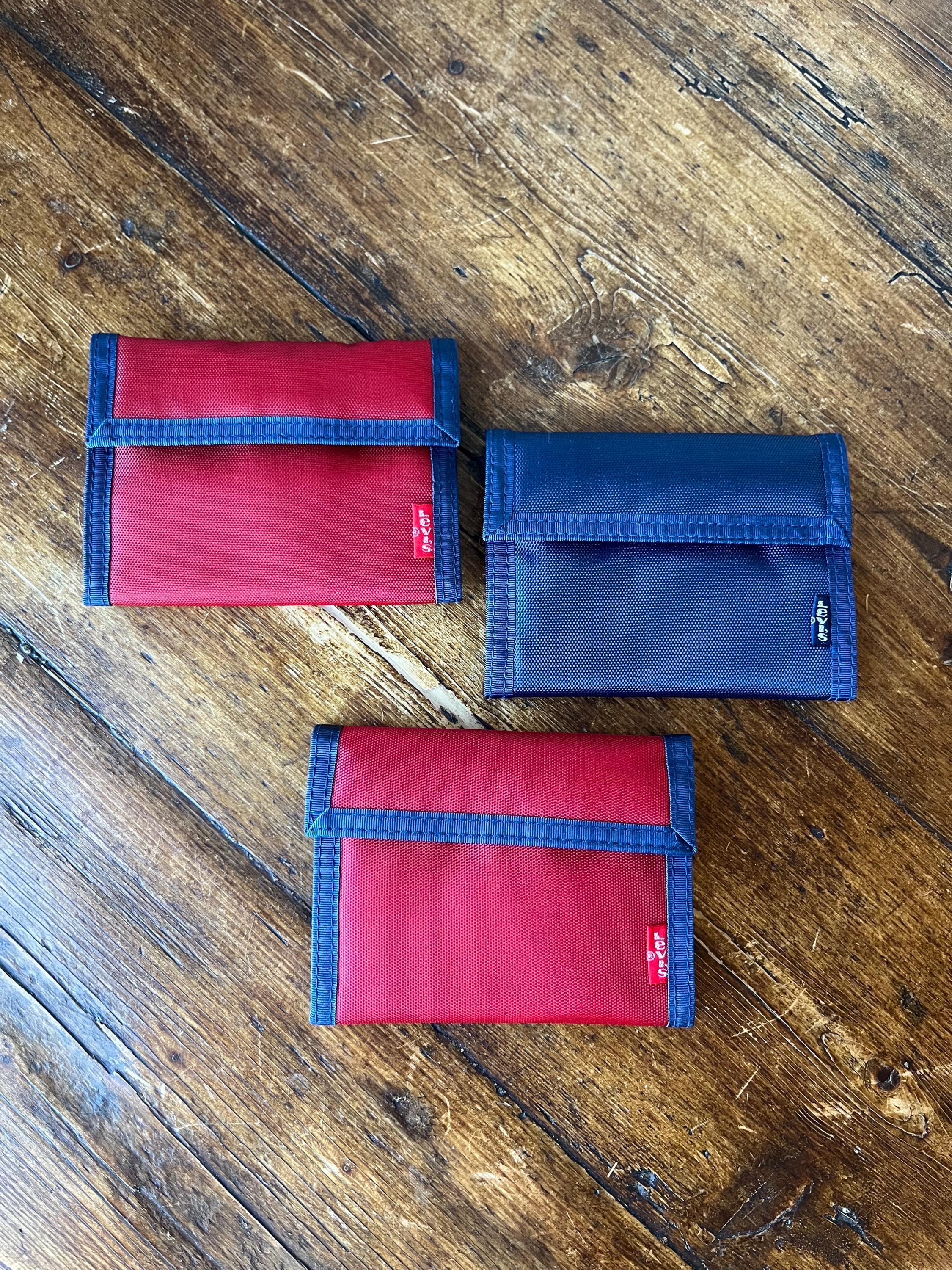 Vintage 1980's Levi's Velcro Closure Wallet, Red/blue and