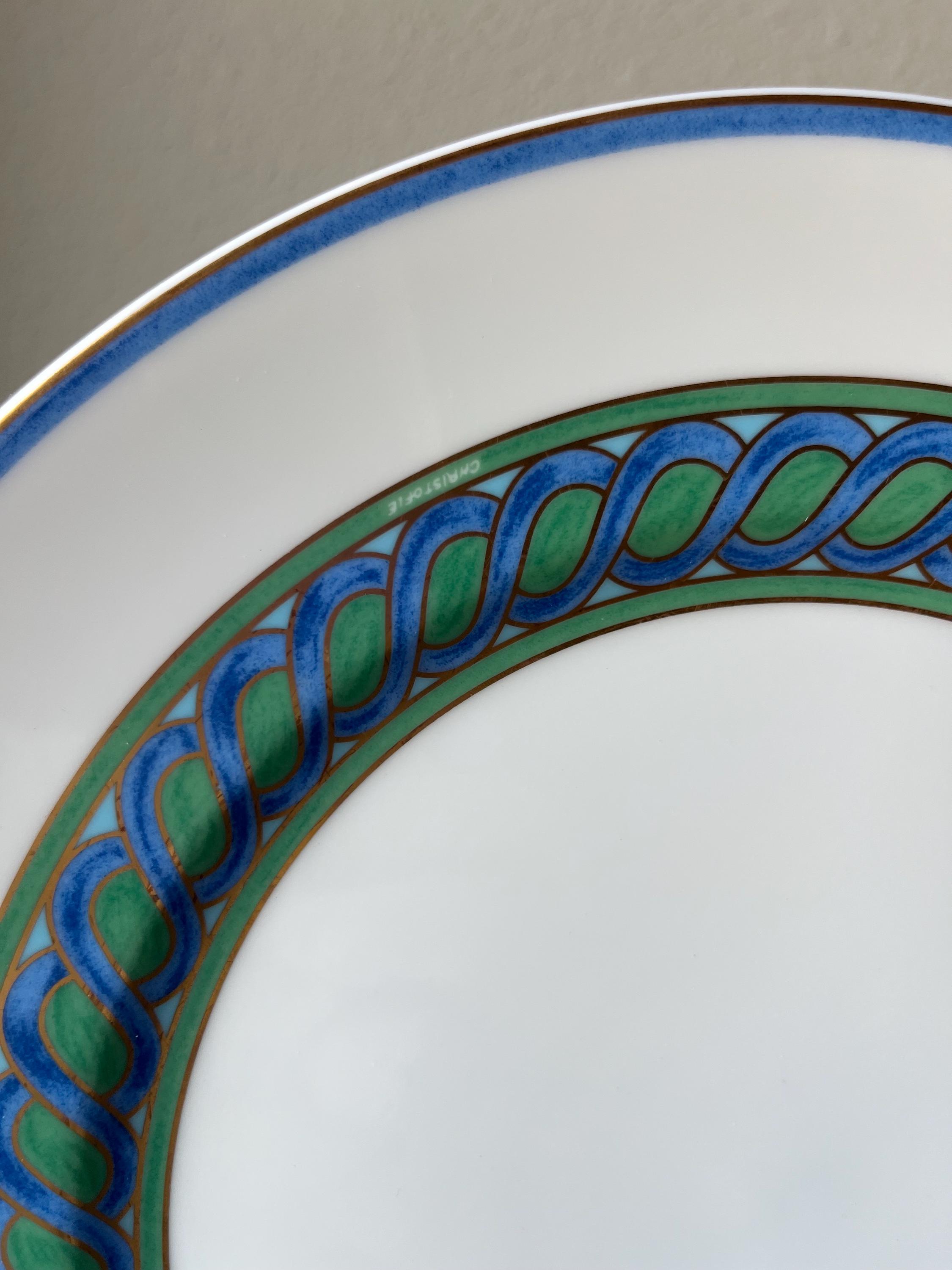 Christofle Paris China Torsade Bleu Pattern Dinnerware, Dinner