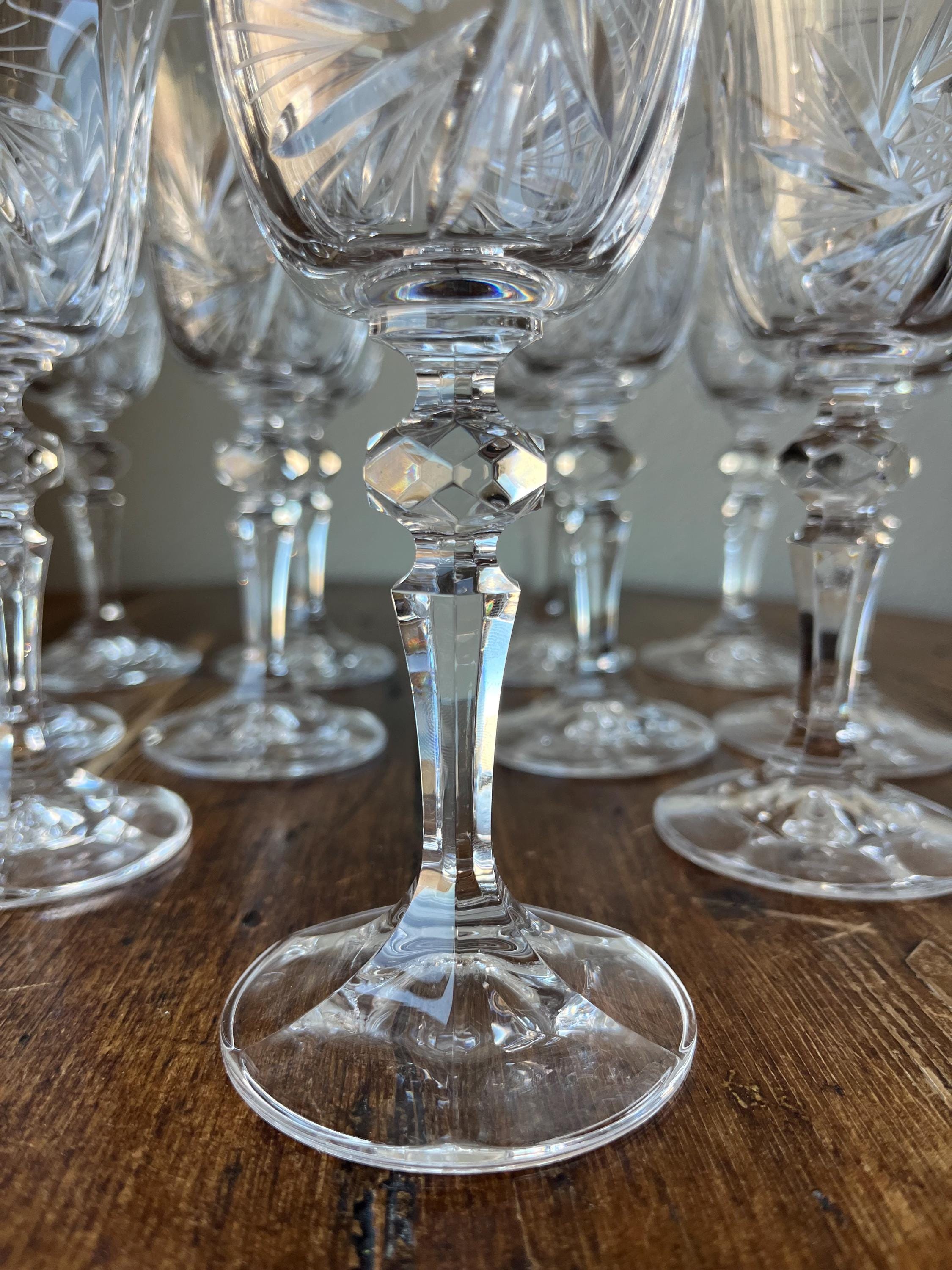 11個セット - ボヘミアクリスタル-クリスタレックス風車模様の赤ワイン