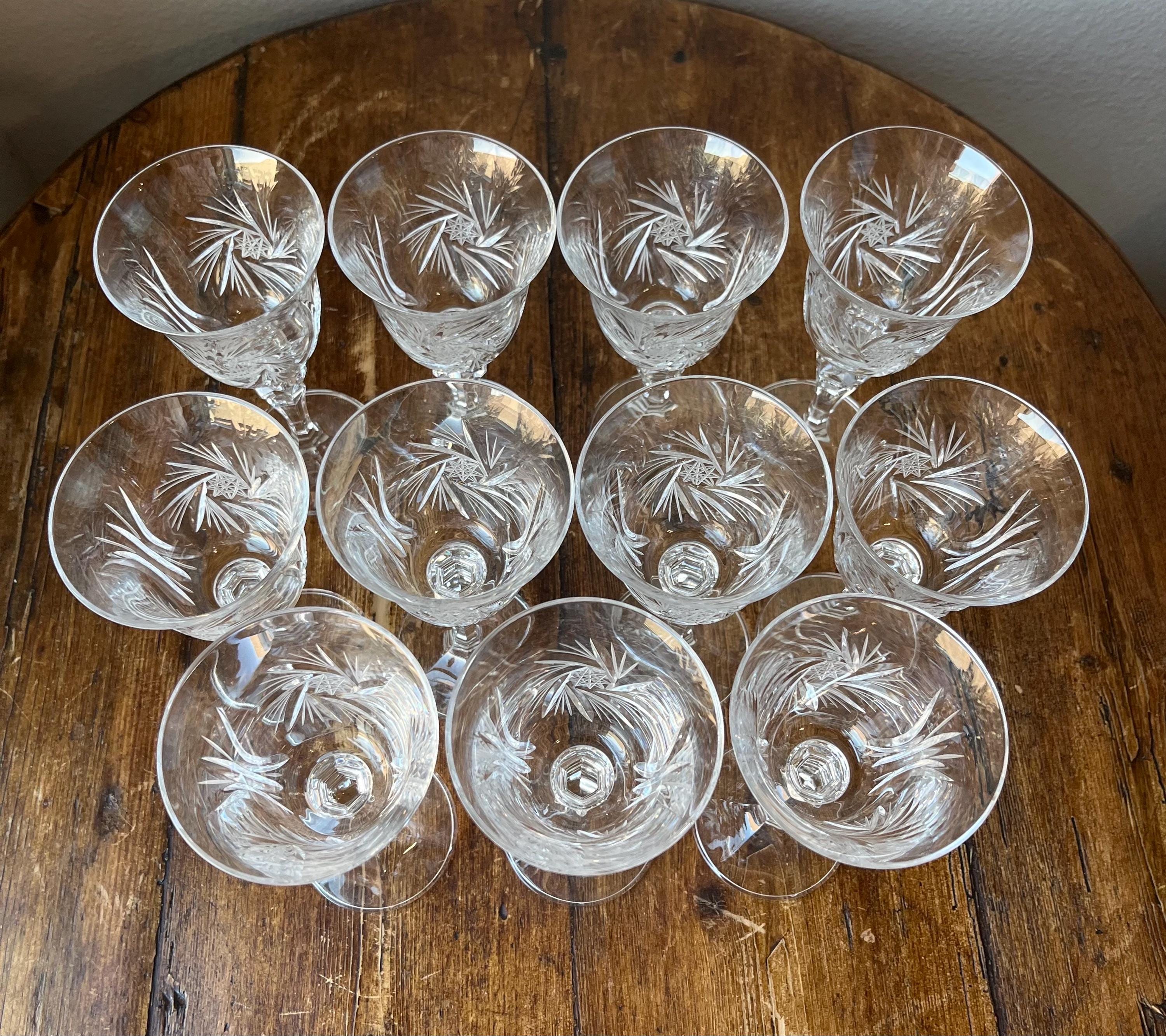 11個セット - ボヘミアクリスタル-クリスタレックス風車模様の赤ワイン