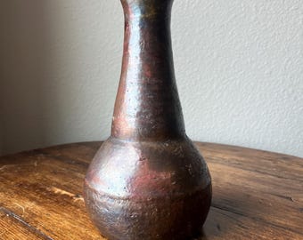 Studio Pottery Bottle Shaped Vessel/Vase 9”