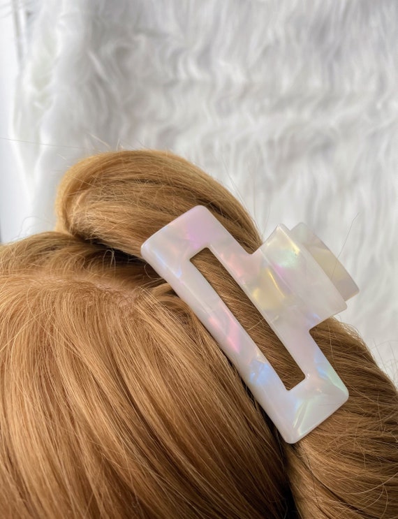 Rectangular Acetate Resin Claw Clips. Marbling Pattern Large  display picture 1