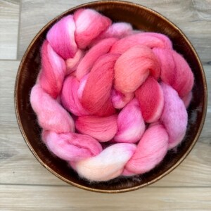 Berry Blush - Hand-Dyed Merino Wool Roving - 4oz Spinning / Felting Fiber