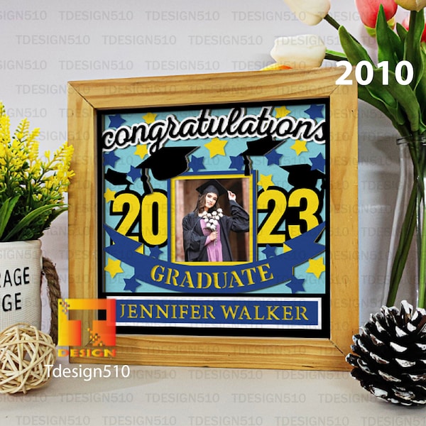 CUSTOMIZABLE Graduation 3D shadow box Paper cutting templates Papercut crafting svg file DIY gift Cricut Silhouette, 2010