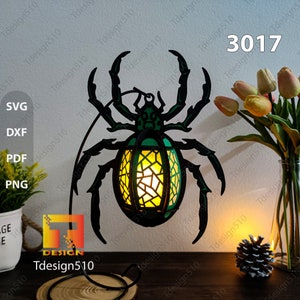 Lampa do wycinania papieru Spider Lantern 3D shadow box Szablon light boxa Papercut lightbox svg plik DIY cricut, 3017A