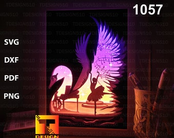 Ballet Dancer Paper cut light box template, shadow box, 3D papercut lightbox svg file DIY, cutting cricut, 1057