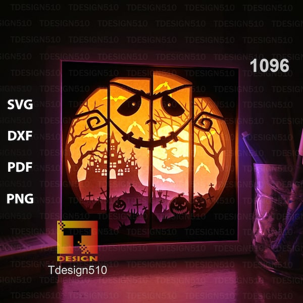 Halloween Paper cut light box template, shadow box, 3D papercut lightbox svg file DIY, cutting cricut, 1096 Halloween Paper cut light box template, shadow box, 3D papercut lightbox svg file DIY, cutting cricut, 1096
