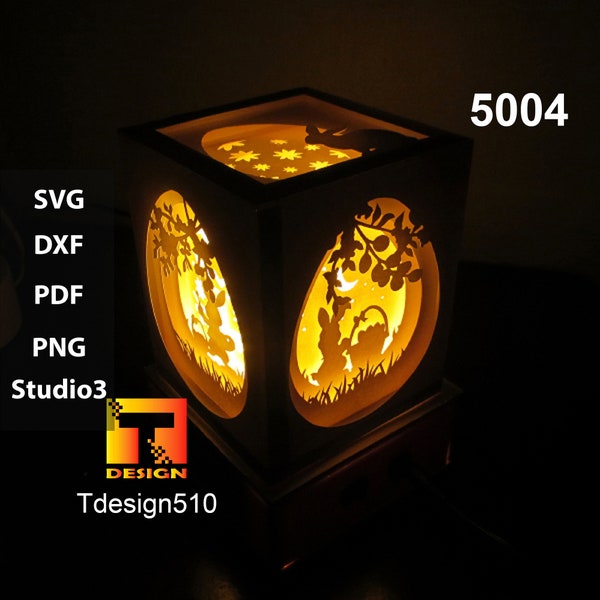 Easter Bunny Eggs 5 sided Paper cut light box template, shadow box, 3D lanterns papercut lightbox svg file DIY, cutting cricut, 5004 Easter Bunny Eggs 5 sided Paper cut light box template, shadow box, 3D lanterns papercut lightbox svg file DIY, cutting cricut, 5004