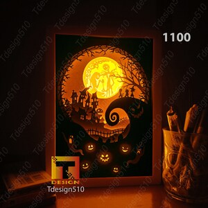 Nightmare Halloween Paper Cut Light Box Template, Shadow Box, 3D ...