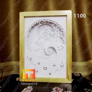 Nightmare Halloween Paper Cut Light Box Template, Shadow Box, 3D ...