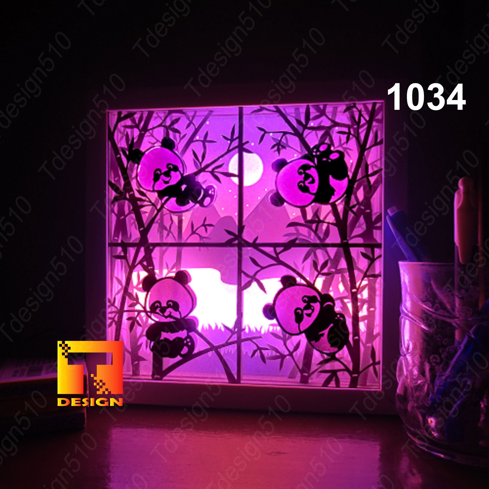 Panda Paper Cut Light Box Template, Shadow Box, 3D Papercut Lightbox ...