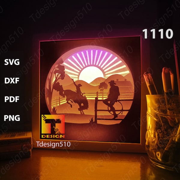 Cowboy Paper cut light box template, shadow box, 3D papercut lightbox svg file DIY, cutting cricut, 1110 Cowboy Paper cut light box template, shadow box, 3D papercut lightbox svg file DIY, cutting cricut, 1110
