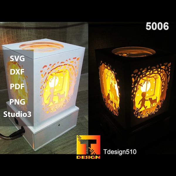 Love Dog 5 sided Paper cut light box template, shadow box, 3D lanterns papercut lightbox svg file DIY, cutting cricut, 5006