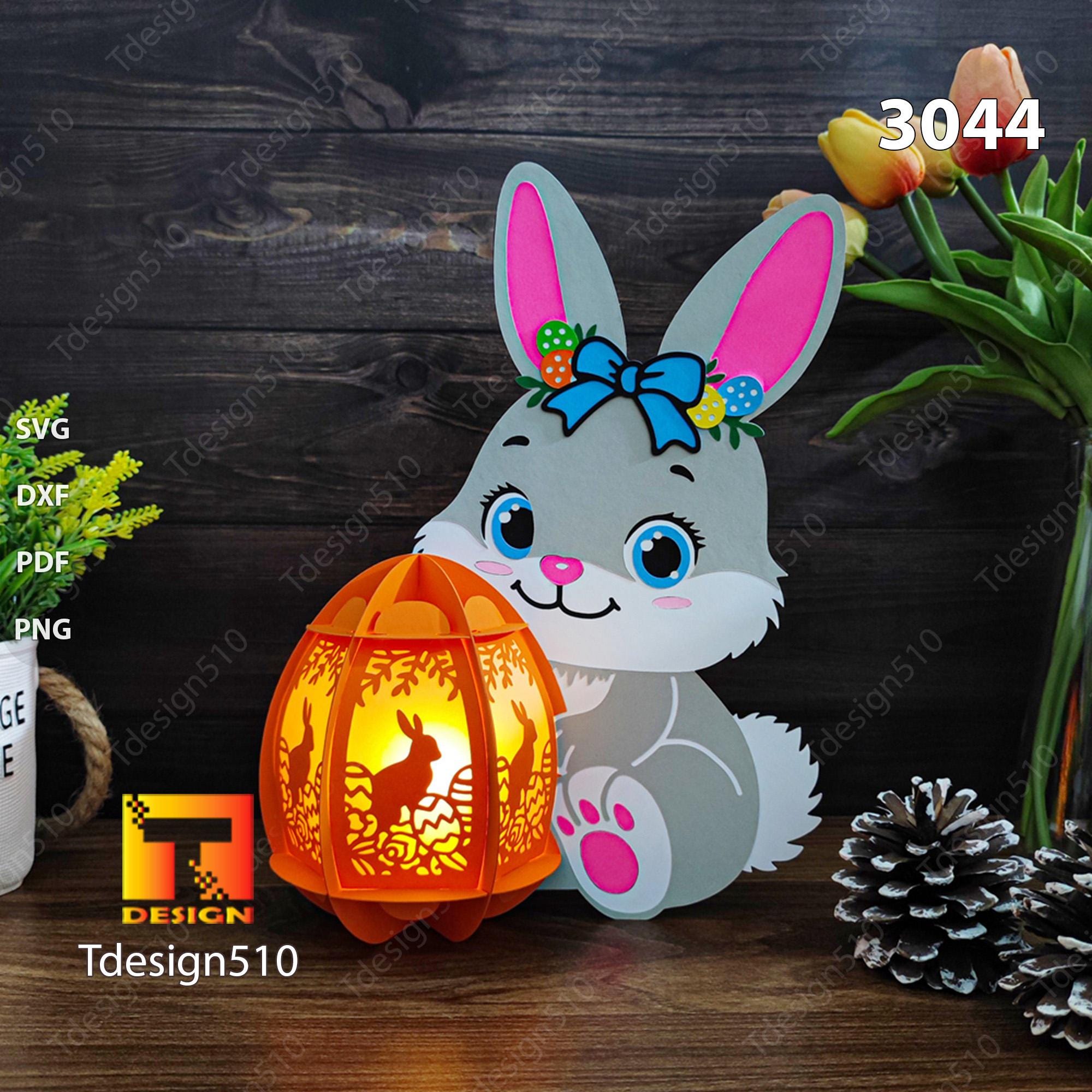 Easter Bunny Eggs Lantern, Easter Chick Lantern Paper Cutting Lamp 3D ...