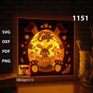 Easter Bunny Paper Cut Light Box Template Shadow Box 3D - Etsy