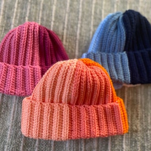 Handmade Crochet 4 Tone Beanie Hat, Cuztomizable Beanie Hat, Crochet Beanie Hat for Women, Crochet Beanie Hat for Men, Unisex Beanie Hat