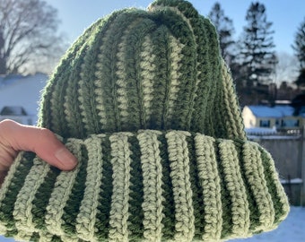 Handmade Crochet Two Tone Beanie Hat