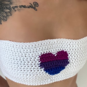 Handmade Crochet Pride Heart Bandeau Crop Top, Pride Crop Top, Pride Clothing, Custom Clothing, LGBTQ Crop Top, LGBTQ Clothing