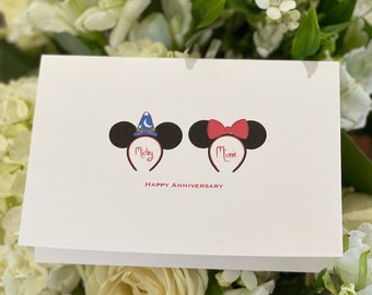 Mickey and Minnie Ears Anniversary Card- personalised