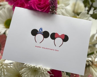 Mickey and Minnie Ears Valentines Day Card- personalised