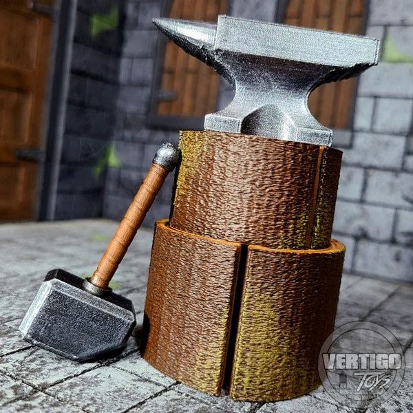 1:12 Scale Blacksmith's Anvil & Hammer / 3D Printed Action Figure Accessory Set for Display And Toy Photography (Mythic Legions, MOTU)