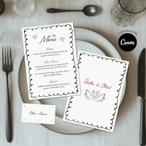 Swan Wedding Menu & Place Card Template: Elegant, Editable Canva Design (Digital Download