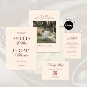 Luxury Wedding Invitation Suite Template, Invite Suite, Wedding Invitation Bundle, Invitation Set, Invitation Template, Elegant, Editable
