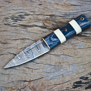 8 Zoll keltisches Scottish - echtes Damast Sgian Dubh Dirk Messer perfekt für Camping Jagd und Geschenk.