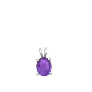 Womens February Sterling Silver High Quality Amethyst Necklace - Valentines Gifts For Her - Dainty Necklace - Pendant & Chain Included