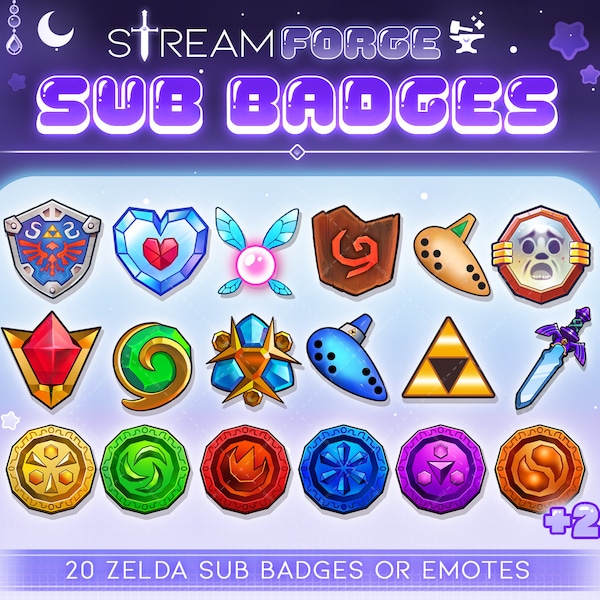 20 Pack Zelda Themed Sub Badges | Emotes | Stickers