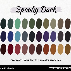 Procreate Color Palette, 30 Colors for Procreate, Color Palette for Procreate, Color Swatches, iPad Color Palette, Spooky Dark