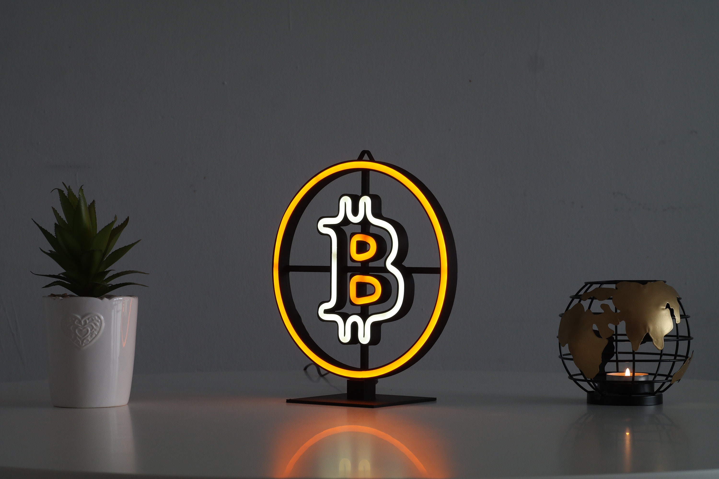 Bitcoin BTC Cryptocurrency Wall Decor Neon Sign LED Desk Lamp Etsy