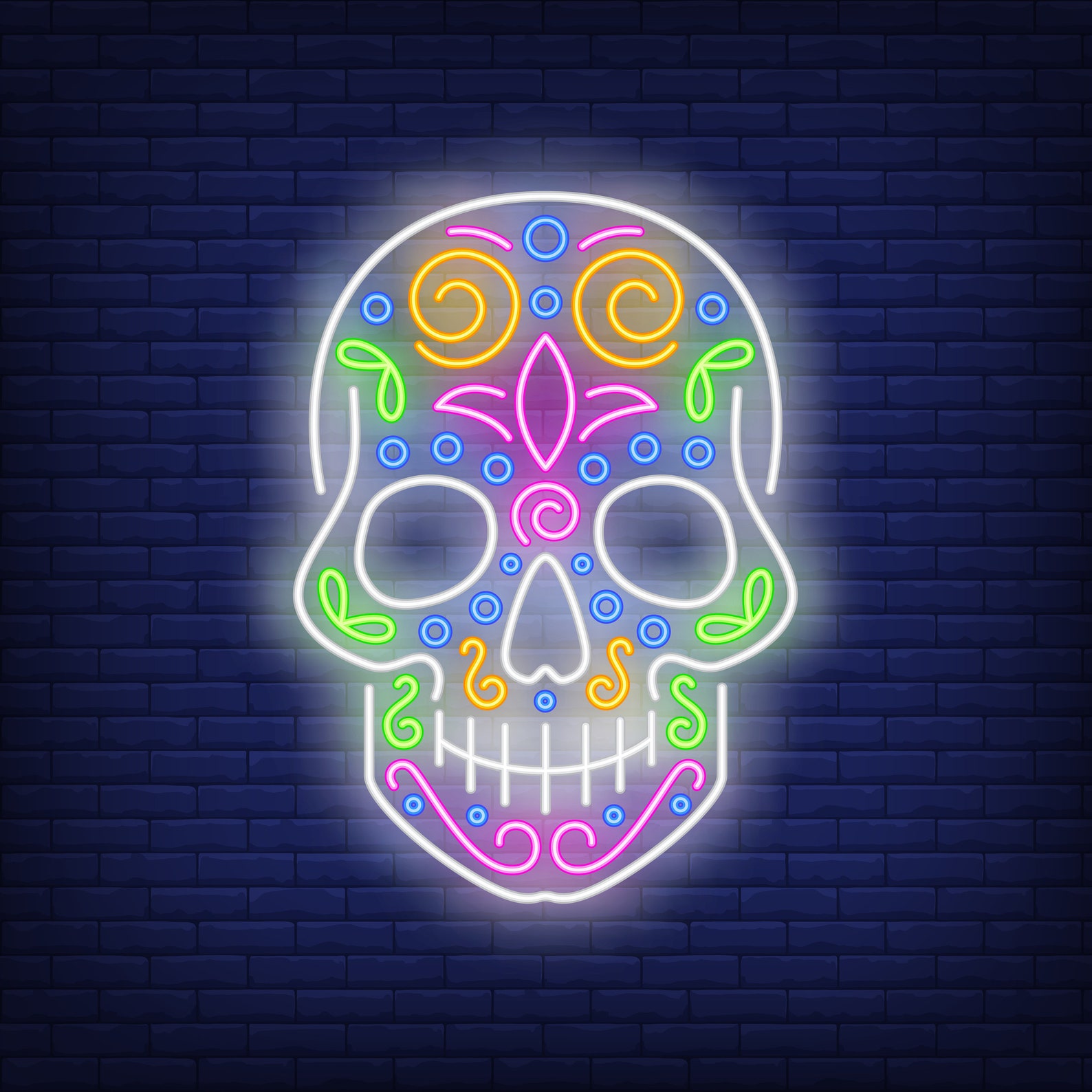 Sugar Skull Neon Led Etsy