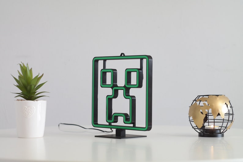 Minecraft Creeper Wall Decor Neon Sign LED Desk Lamp Gaming Etsy