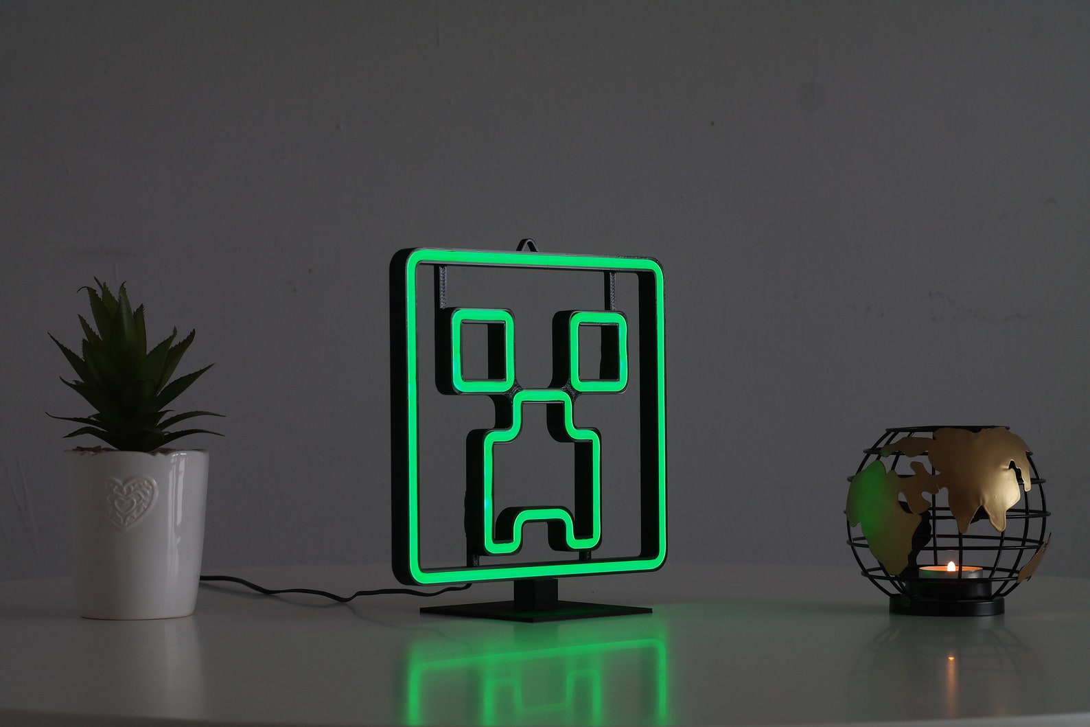 Minecraft Creeper Wall Decor Neon Sign LED Desk Lamp Gaming Etsy