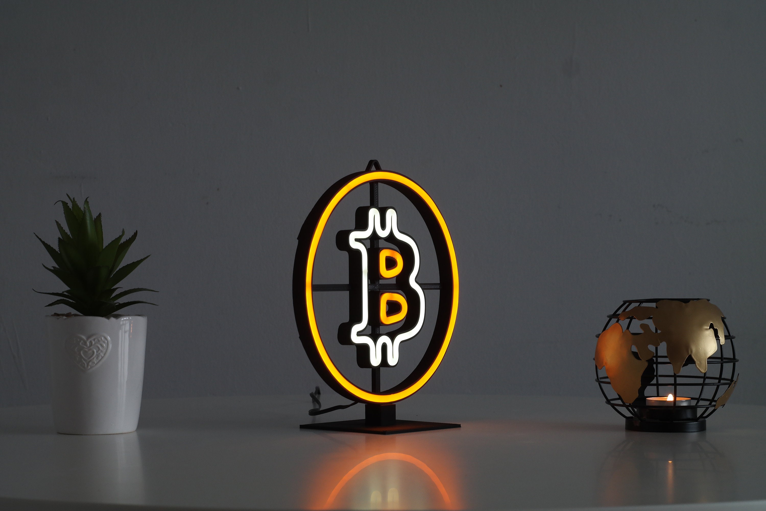 Bitcoin BTC Cryptocurrency Wall Decor Neon Sign LED Desk Lamp Etsy