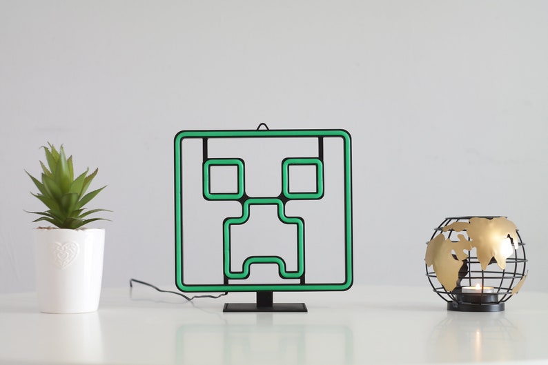 Minecraft Creeper Wall Decor Neon Sign LED Desk Lamp Gaming Etsy