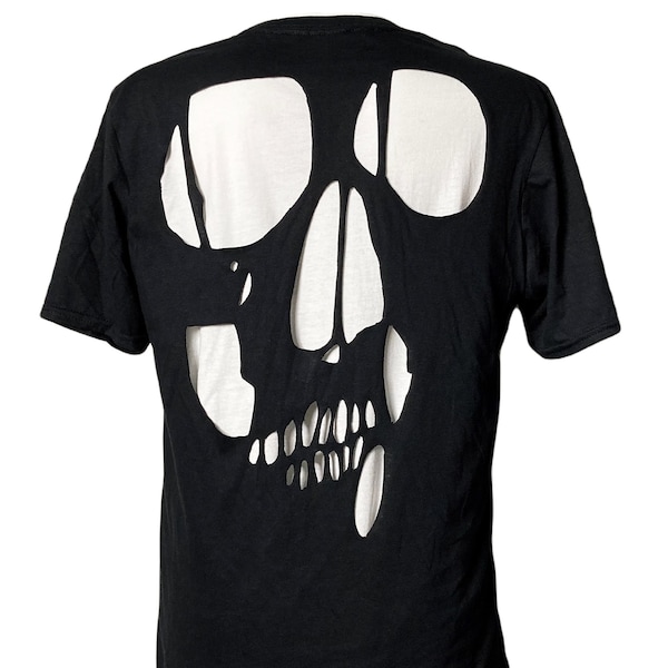 T-shirt à découpes en forme de tête de mort (unisexe) gothique en coton doux