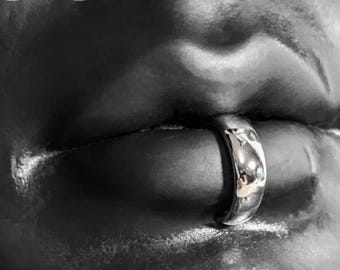 925 Sterling Silver Lip Cuff: Thick Band, Adjustable, NO PIERCING