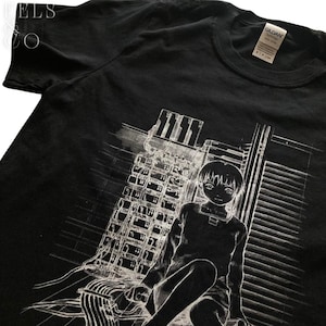 Serial Experiments Lain T-SHIRT v2 BLACK (printed sleeve optional)