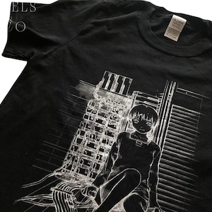 Serial Experiments Lain T-SHIRT v2 BLACK (printed sleeve optional)