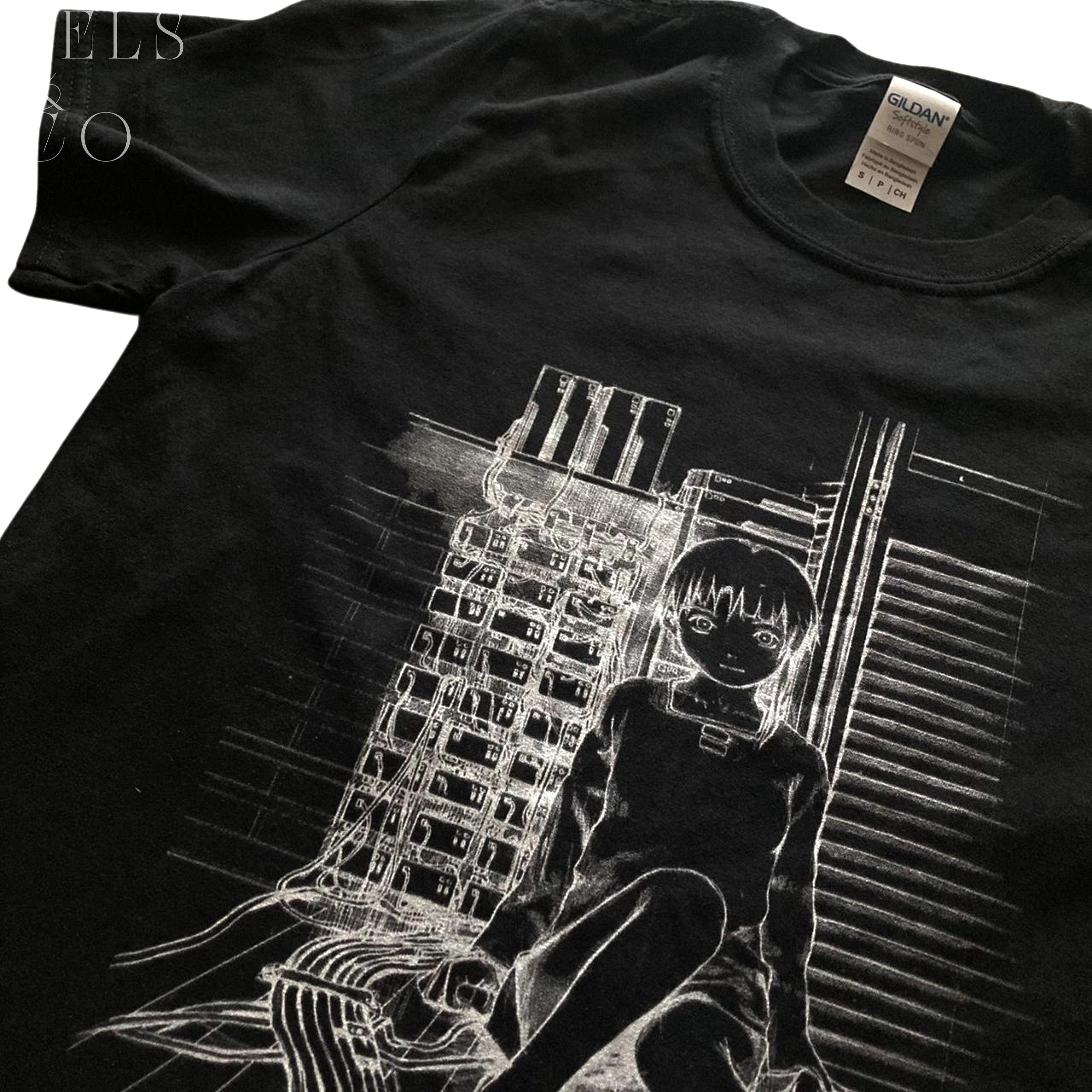 Serial Experiments Lain T-SHIRT V2 BLACK (printed Sleeve Optional 
