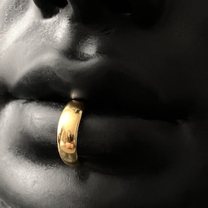 Silber DICKER Kunstlippenring / 925 Sterling / kein Piercing / nicht durchbohrt / Fake Lippenpiercing / breites Band voll verstellbar Auf Bestellung gefertigt Gold