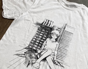 Camiseta Serial Experiments Lain v2 (estampado en la manga opcional)